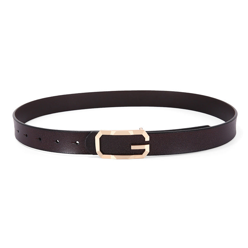 Cinto Feminino em Couro Genuíno com Fivela Oval Lisa