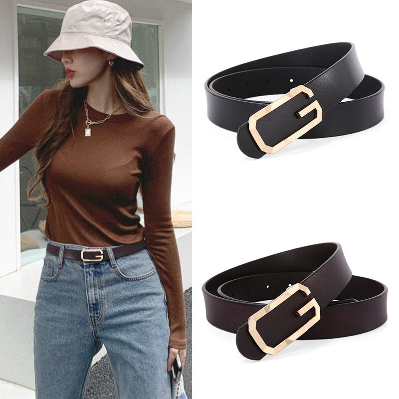 Cinto Feminino em Couro Genuíno com Fivela Oval Lisa