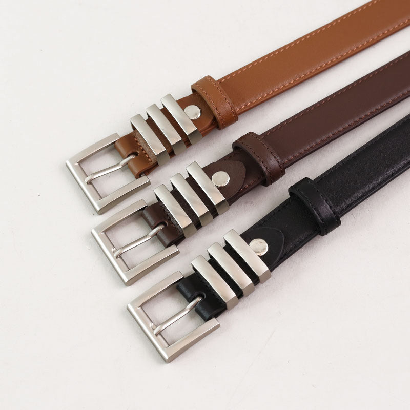 Cinto Feminino em Couro Genuíno com Fivela Clássica