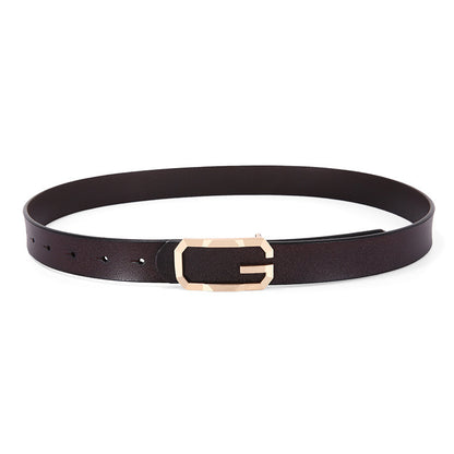 Cinto Feminino em Couro Genuíno com Fivela Oval Lisa