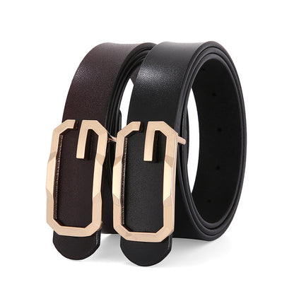 Cinto Feminino em Couro Genuíno com Fivela Oval Lisa