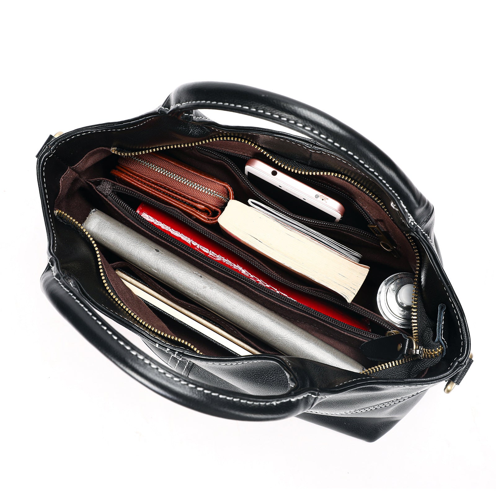 Bolsa Tiracolo Feminina em Couro Genuíno com Costura Artesanal