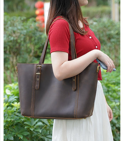 Bolsa Tote Feminina Estilo Vintage em Couro