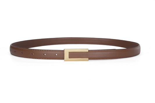 Cinto Feminino Fino em Couro Genuíno Estilo Retrô