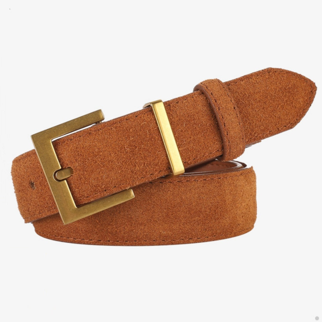 Cinto Feminino em Couro Genuíno com Fivela de Pino Clássica