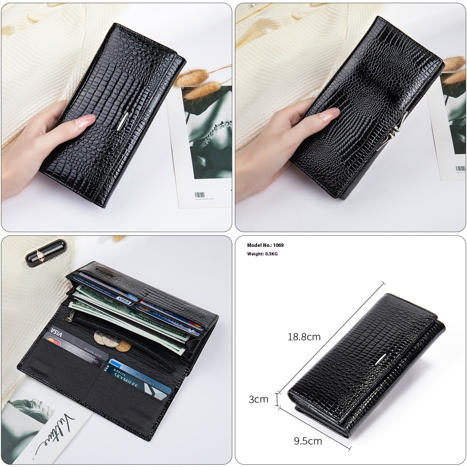 Carteira Longa Feminina em Couro – Design Clássico e Sofisticado