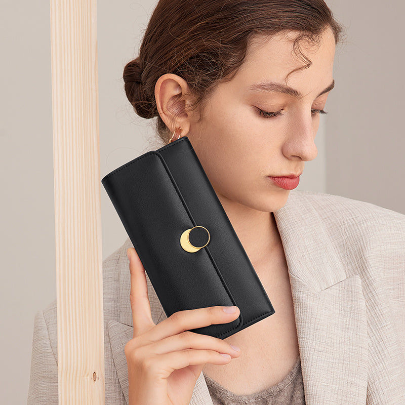 Carteira Feminina Longa em Couro – Grande Capacidade e Elegância