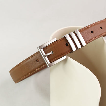 Cinto Feminino em Couro Genuíno com Fivela Clássica