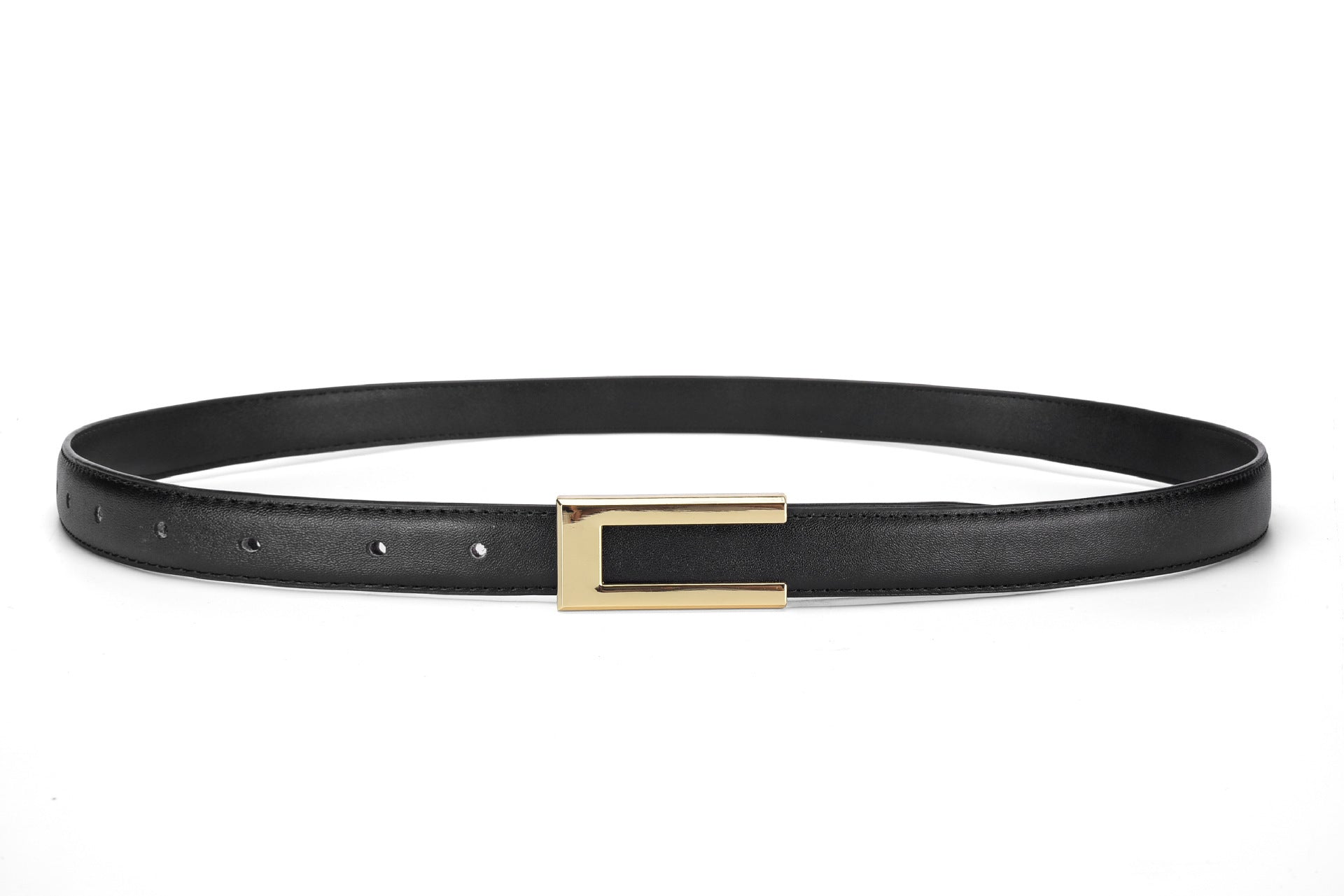 Cinto Feminino Fino em Couro Genuíno Estilo Retrô