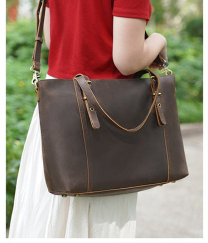 Bolsa Tote Feminina Estilo Vintage em Couro